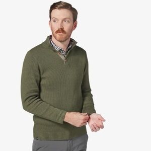 Mizzen+Main Cassady Mock Neck Henley Sweater Dark Green